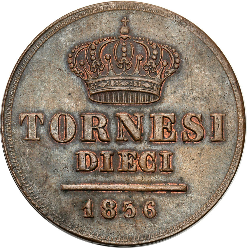 Włochy. Ferdynand II (1830-1859) 10 tornesi, 1839, Neapol